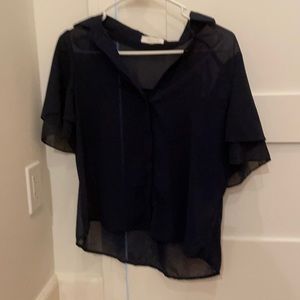 Cute blue see-through top